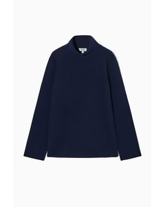 A-line Funnel-neck Top Navy