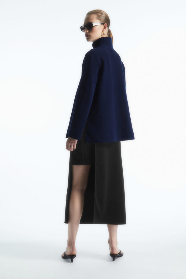 COS A-line Funnel-neck Top Navy