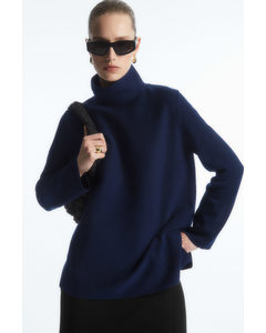 A-line Funnel-neck Top Navy