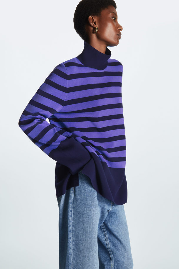 COS A-line Roll Neck Top Blue