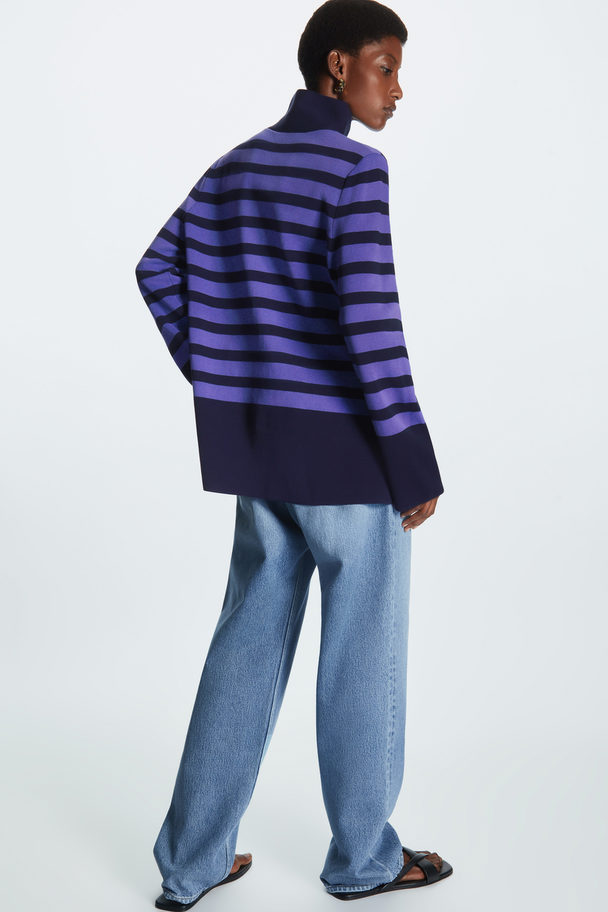 COS A-line Roll Neck Top Blue