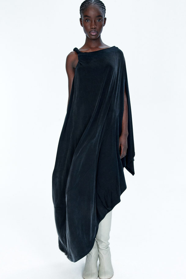 H&M Asymmetrisk Trikåklänning Svart