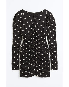 Gathered Bodycon Dress Black/spotted