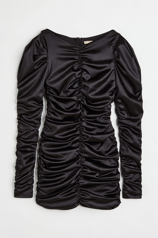 H&M Bodycon-Kleid mit Raffungen Schwarz