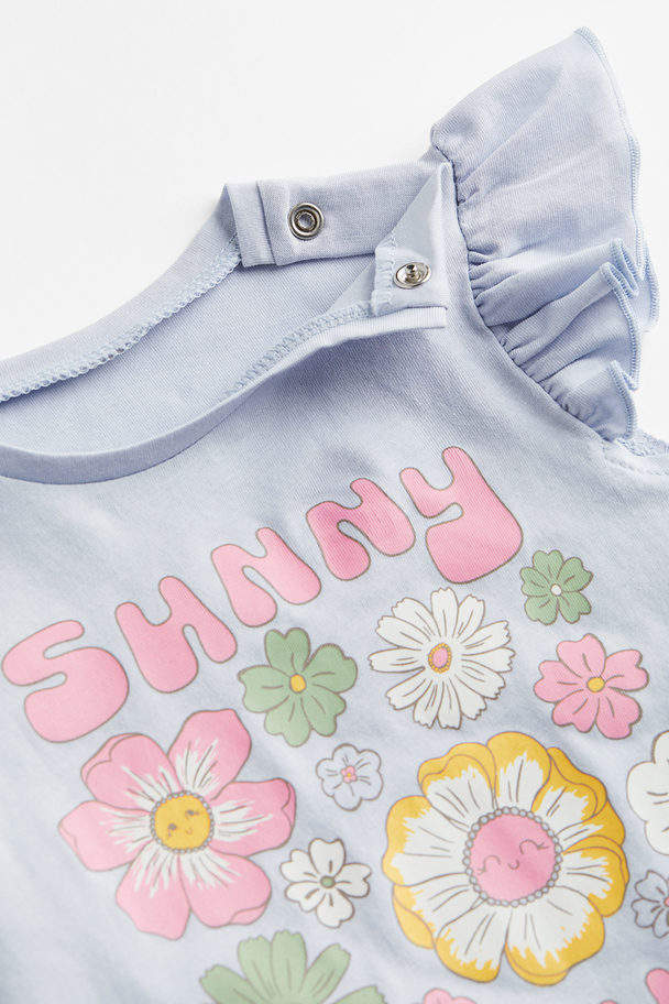 H&M T-shirt Met Print Lichtblauw/sunny Days