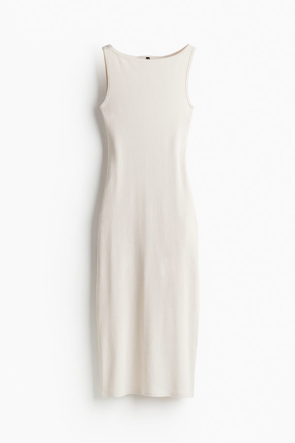 H&M Geripptes Bodycon-Kleid Hellbeige