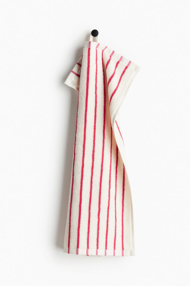 H&M HOME Striped Guest Towel Hot Pink/white