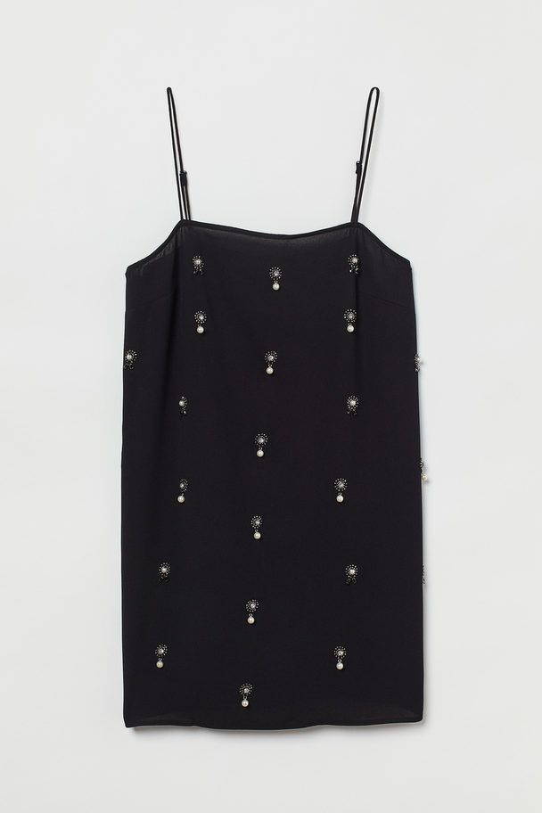 H&M H&m+ Appliquéd Slip Dress Black
