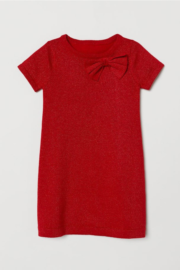 H&M Glittrig klänning Röd