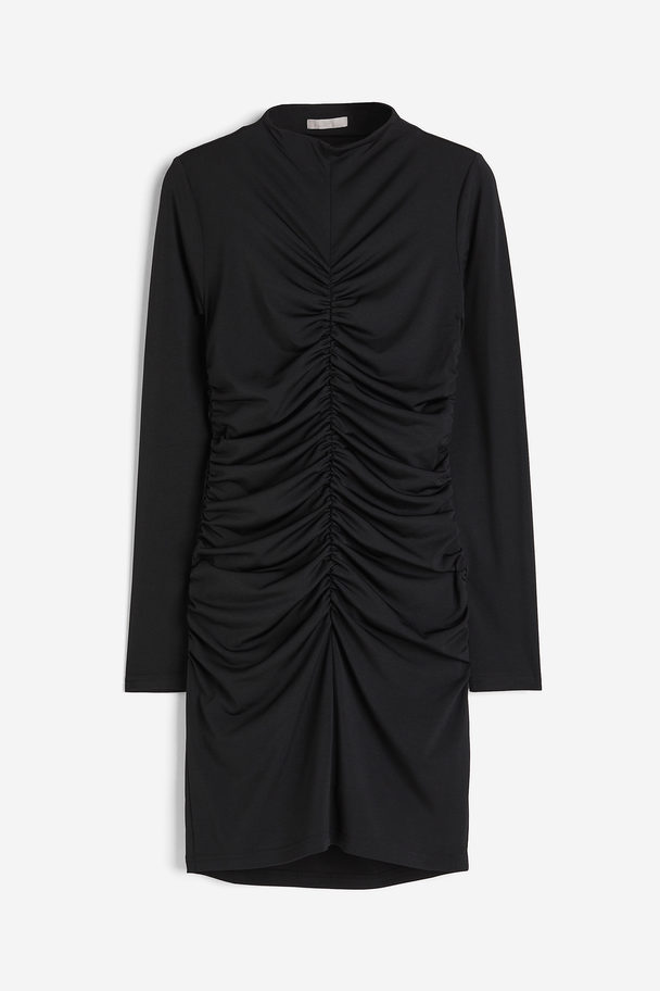 H&M Gathered Jersey Dress Black