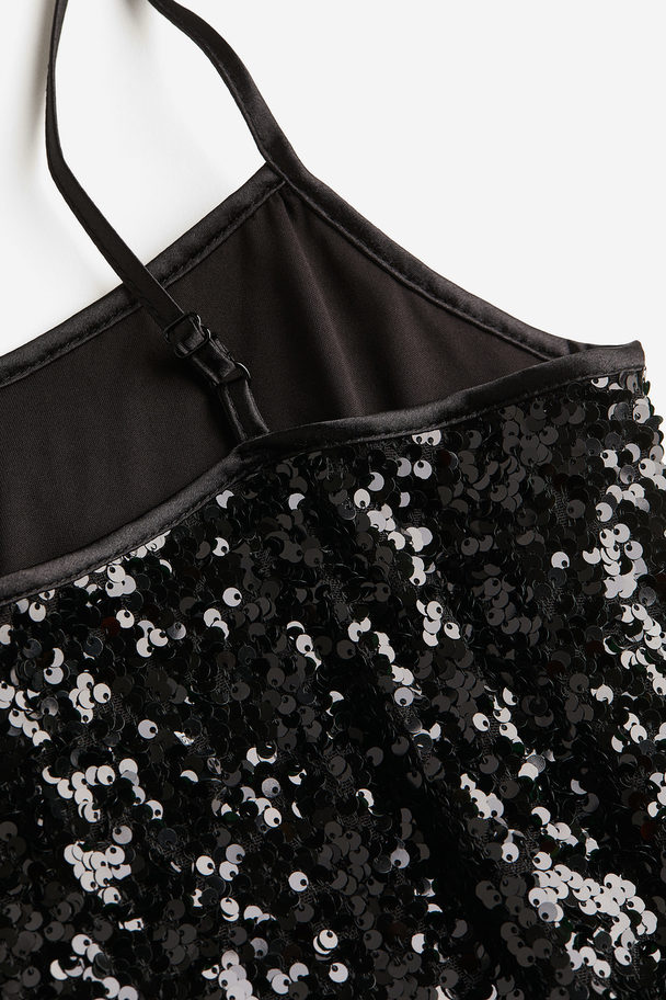 H&M Mini-jurk Met Pailletten Zwart