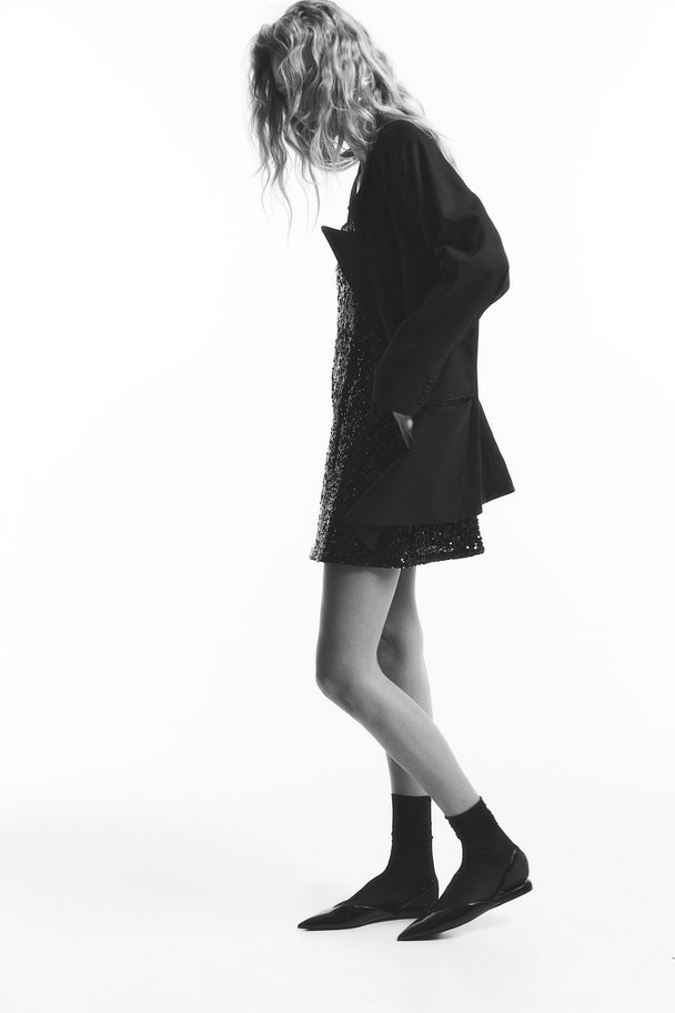 H&M Mini-jurk Met Pailletten Zwart
