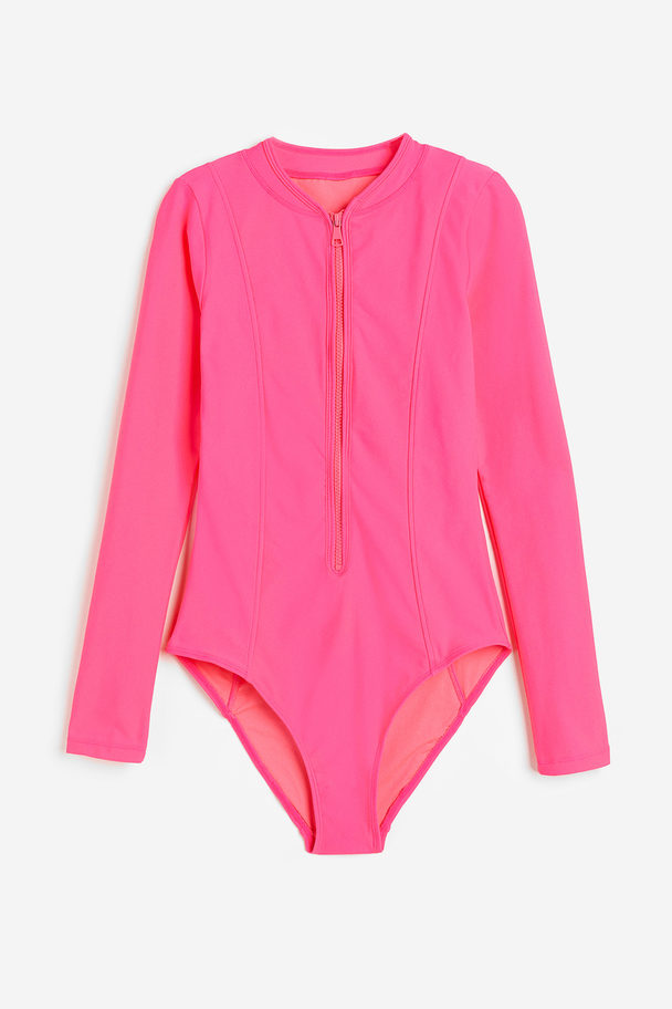 GOOD AMERICAN The Good Longsleve Onepiece Knockout Pink