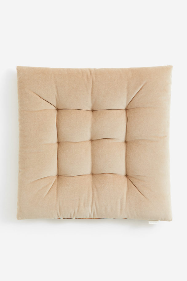 H&M HOME Cotton Velvet Seat Cushion Beige