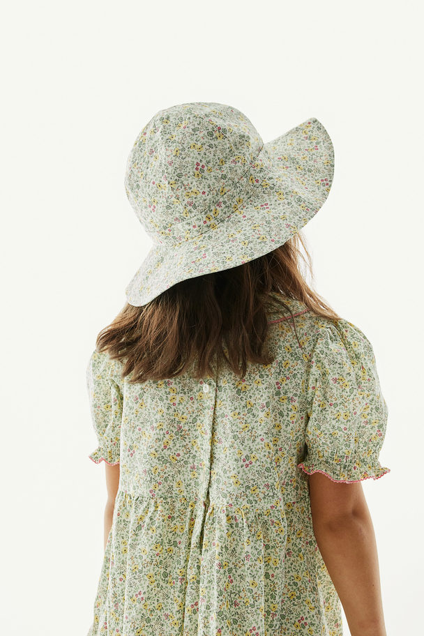 H&M Sonnenhut mit Blumenprint Hellgrün/Geblümt