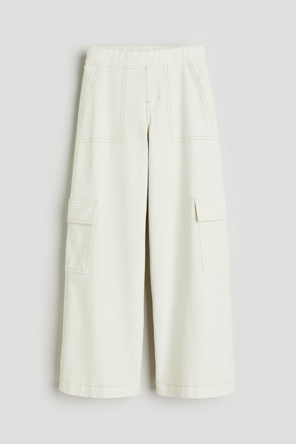 H&M Wide Cargo Trousers White