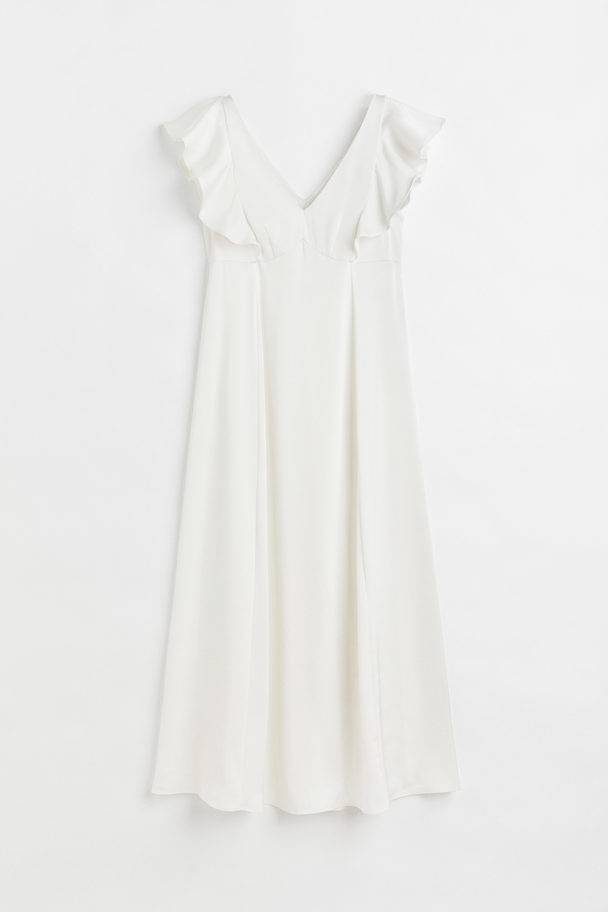 H&M Mama Flounce-trimmed Dress White