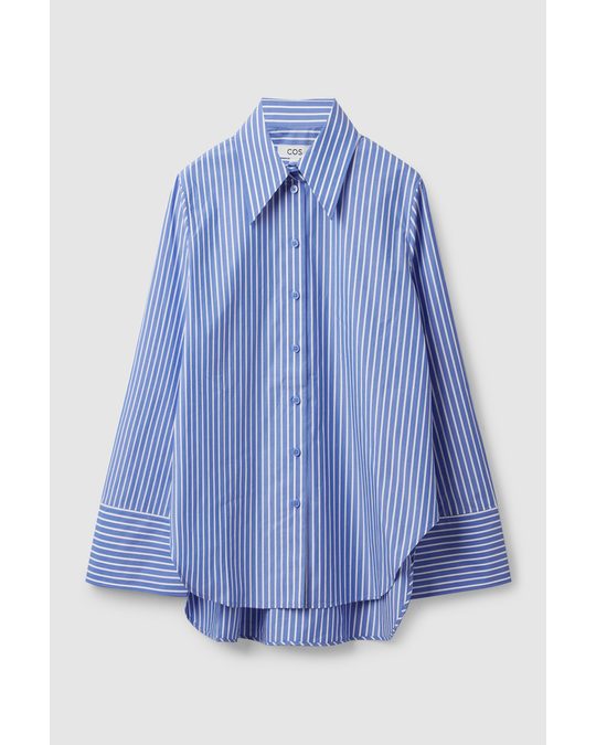 COS Relaxed-fit Wide-sleeve Shirt Light Blue / White