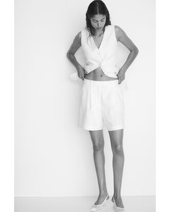 Linen-blend Shorts White