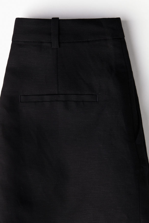 H&M Linen-blend Shorts Black