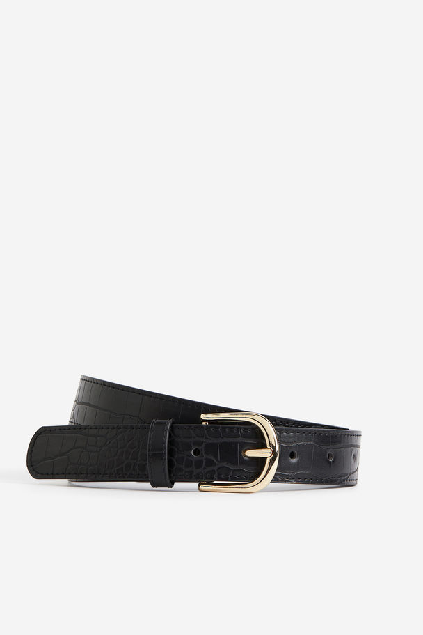 H&M Belt Black/crocodile-patterned