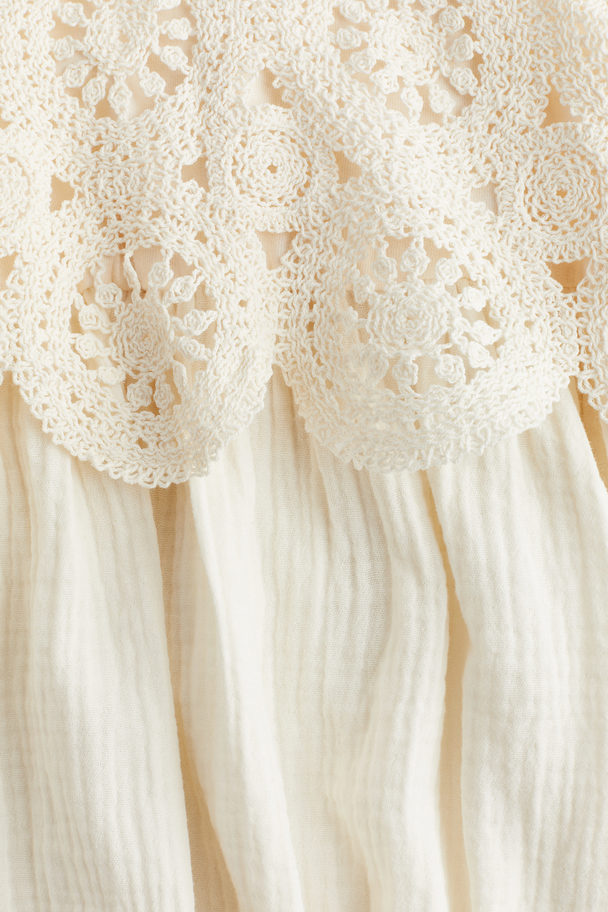H&M Crochet-look Muslin Dress Cream