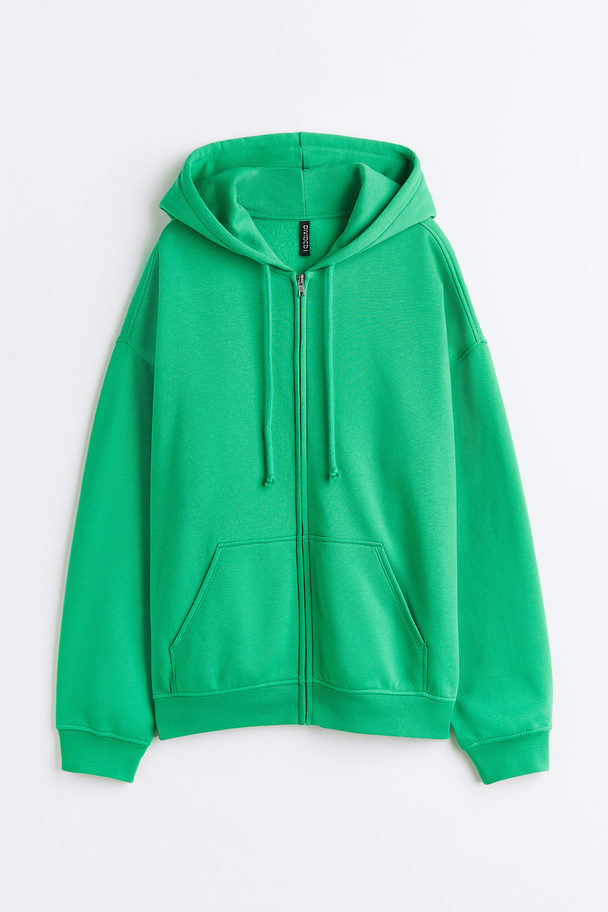 H&M Oversized Zip-through Hoodie Green