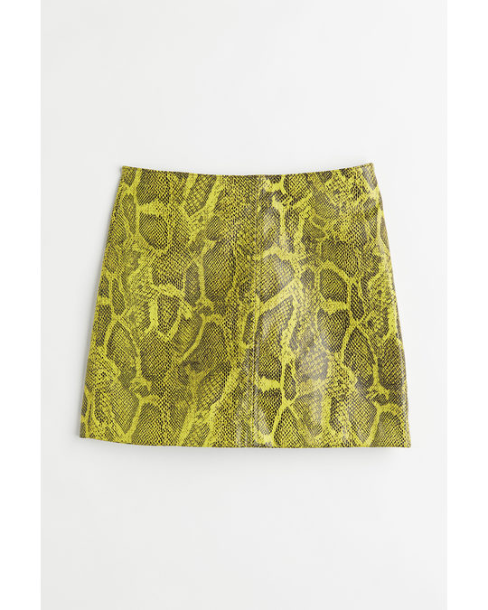 H&M Mini Skirt Light Green/snakeskin Pattern