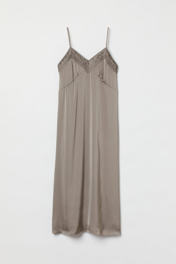 H&M Slip-Dress aus Satin Greige