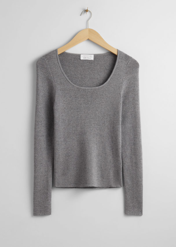 & Other Stories Fitted Scoop-neck Top Grey