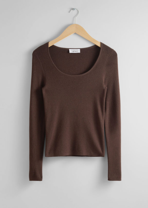 & Other Stories Fitted Scoop-neck Top Brown