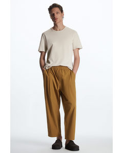 Wide-leg Cropped Trousers Brown