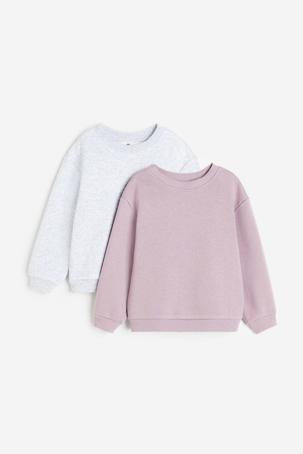 H&M 2-pack Sweatshirt Ljuslila/ljusgråmelerad