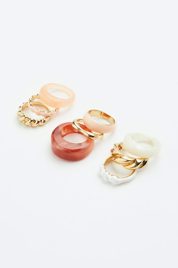 H&M 9-pak Ring Orange/guld