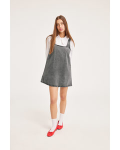 Short A-line Denim Dress Washed Grey