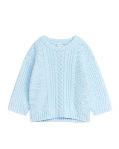 Cable-knit Cotton Jumper Light Blue