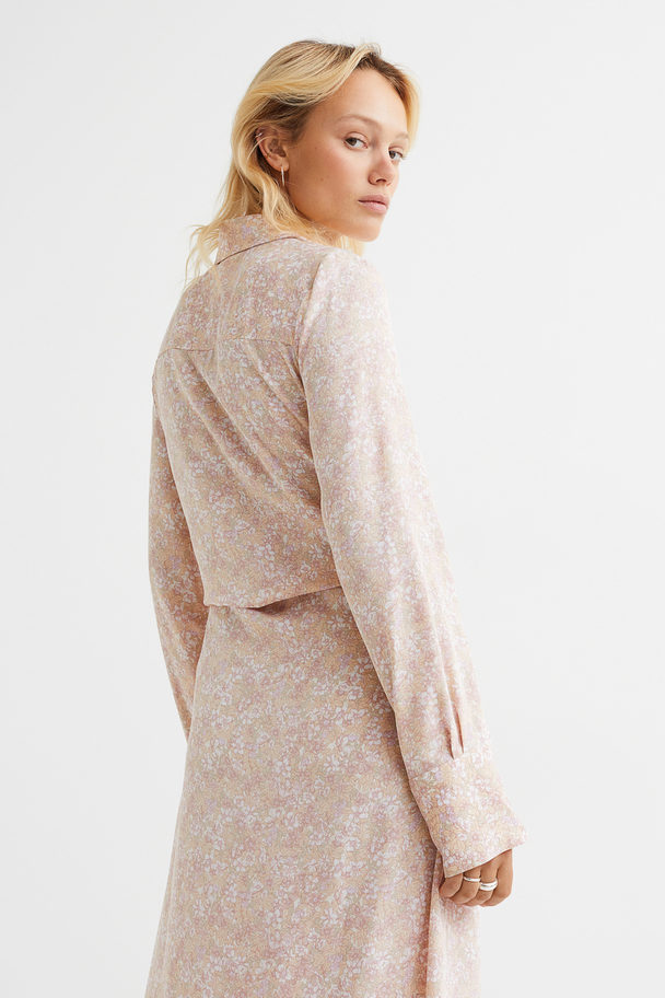 H&M Wrap Shirt Dress Light Beige/small Flowers