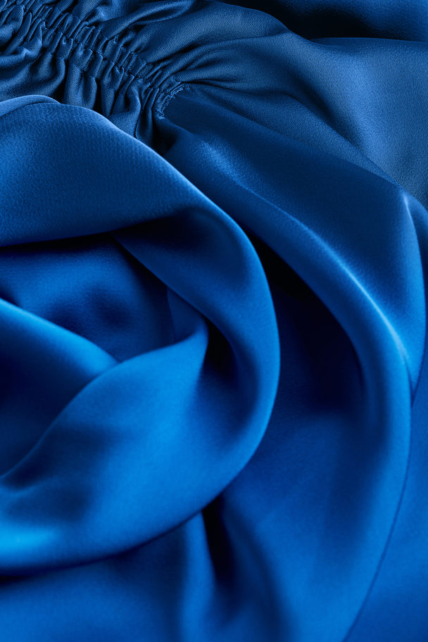 H&M Gathered Satin Dress Bright Blue