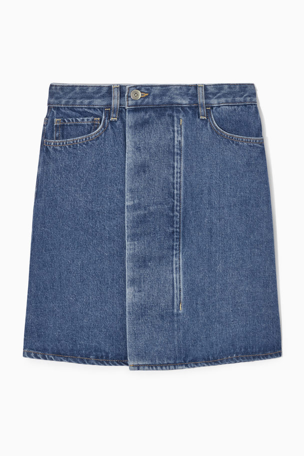 COS Denim Mini Wrap Skirt Washed Blue