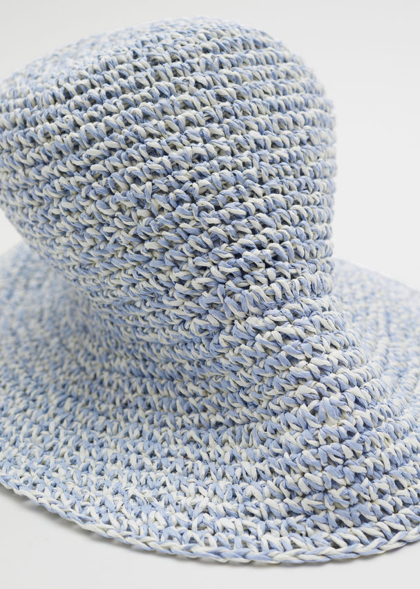 & Other Stories Straw Crochet Bucket Hat Pastel Blue