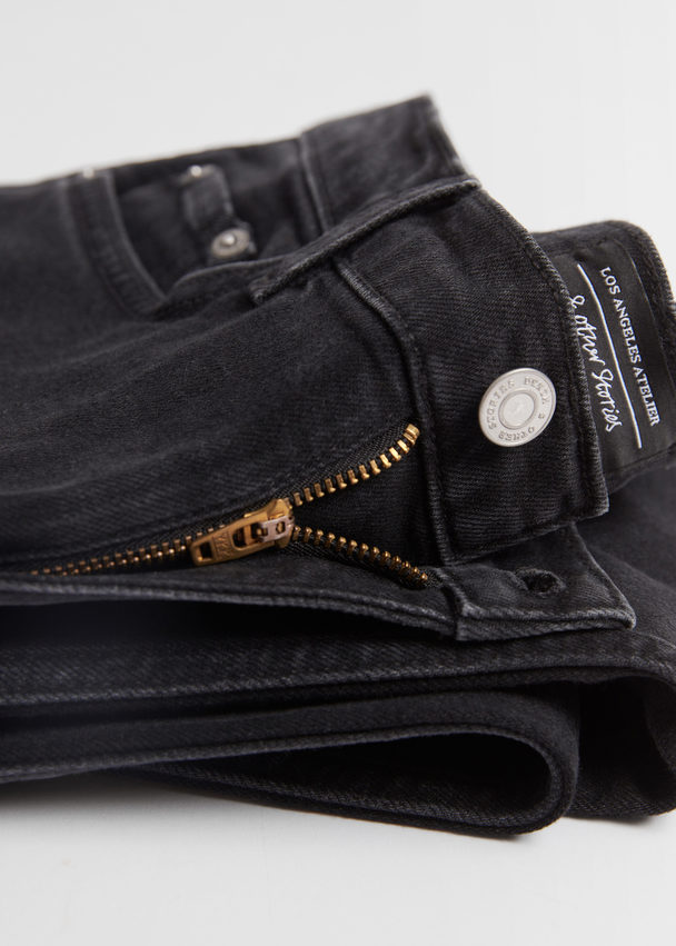 & Other Stories Jeans Met Cropped, Uitlopende Pijpen Zwart