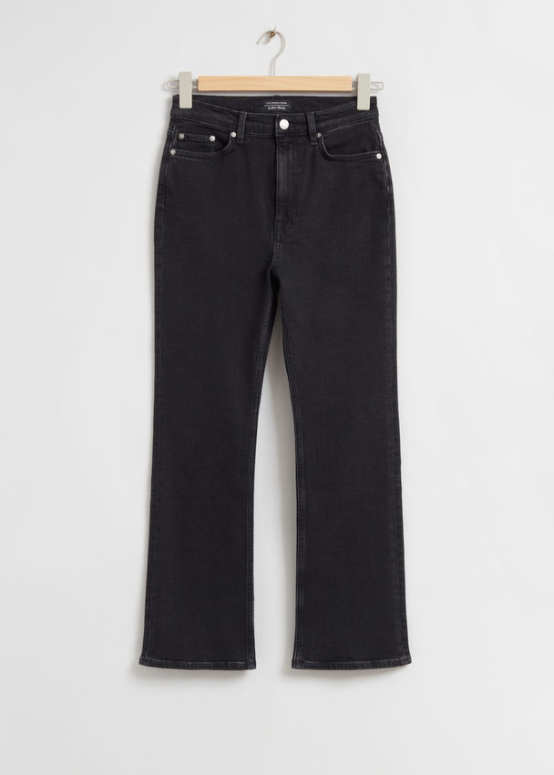& Other Stories Jeans Met Cropped, Uitlopende Pijpen Zwart