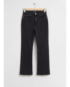 Jeans Met Cropped, Uitlopende Pijpen Zwart