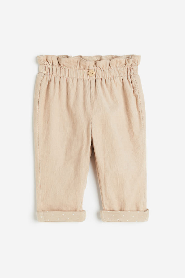 H&M Lined Corduroy Trousers Light Beige