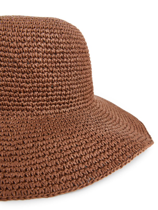ARKET Crochet Straw Hat Brown