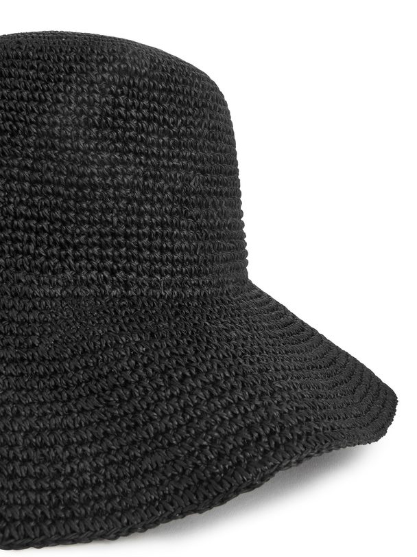 ARKET Crochet Straw Hat Black