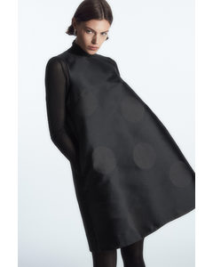 Polka-dot A-line Mini Dress Black