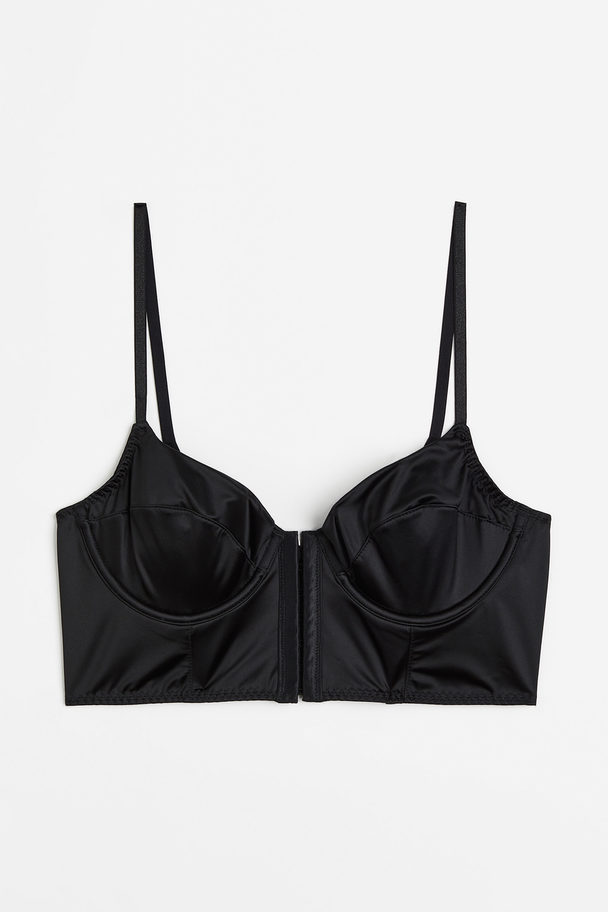 H&M Non-padded Satin Bustier Black
