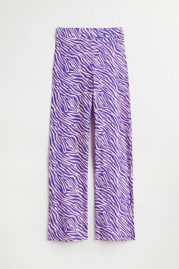 H&M Straight Trousers Purple/zebra Print