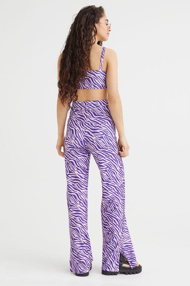 H&M Straight Trousers Purple/zebra Print